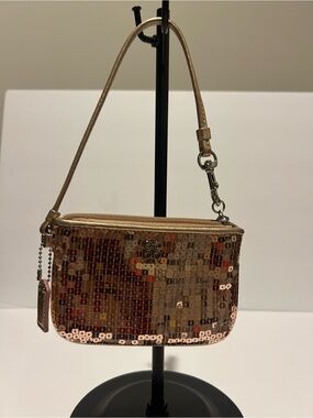Coach Gold Sequin Wristlet Clutch
